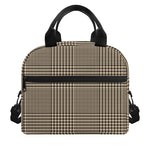 Brown And Beige Glen Plaid Print Insulated Lunch Bag