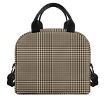 Brown And Beige Glen Plaid Print Insulated Lunch Bag