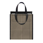 Brown And Beige Glen Plaid Print Insulated Lunch Tote