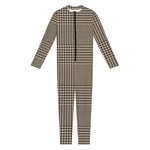 Brown And Beige Glen Plaid Print Jumpsuit