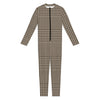 Brown And Beige Glen Plaid Print Jumpsuit