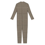 Brown And Beige Glen Plaid Print Jumpsuit