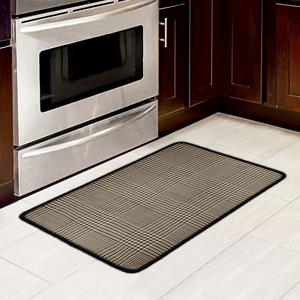 Brown And Beige Glen Plaid Print Kitchen Mat