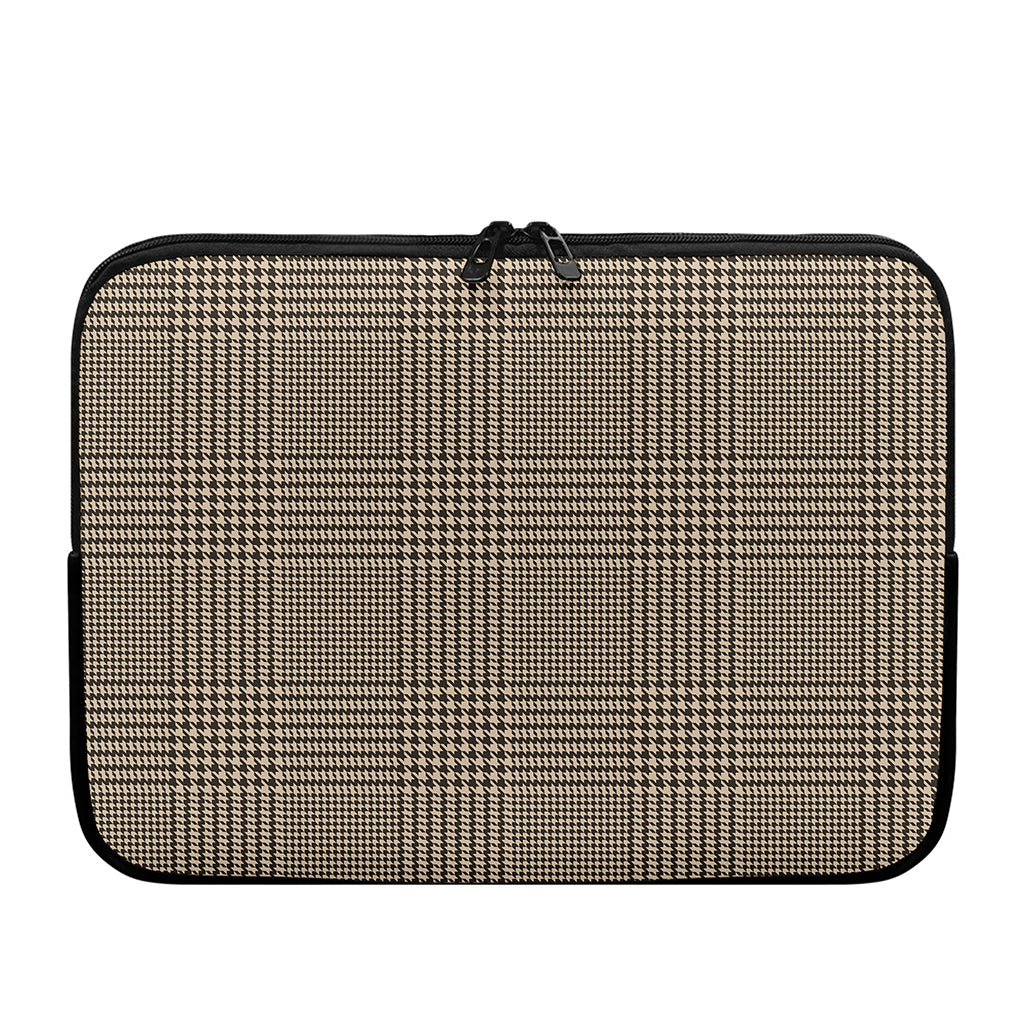Brown And Beige Glen Plaid Print Laptop Sleeve
