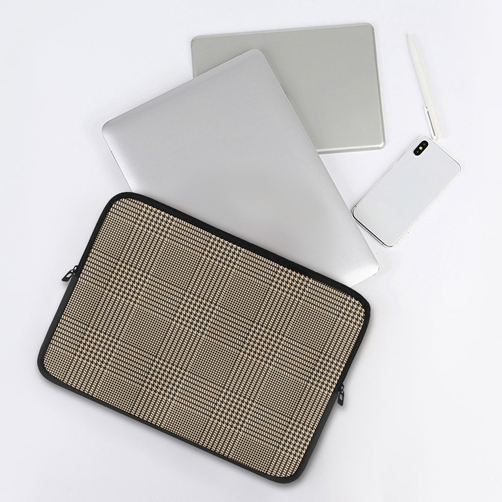 Brown And Beige Glen Plaid Print Laptop Sleeve