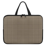 Brown And Beige Glen Plaid Print Laptop Sleeve With Handle