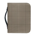 Brown And Beige Glen Plaid Print Leather Bible Cover