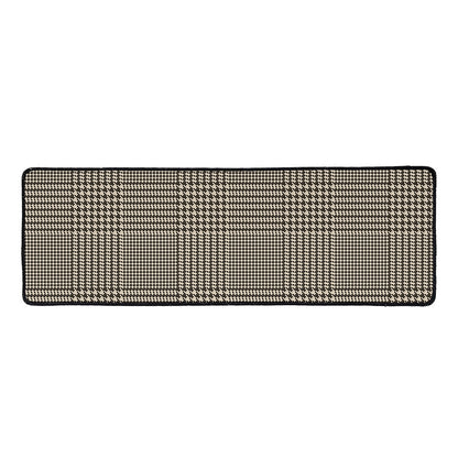 Brown And Beige Glen Plaid Print Long Kitchen Mat