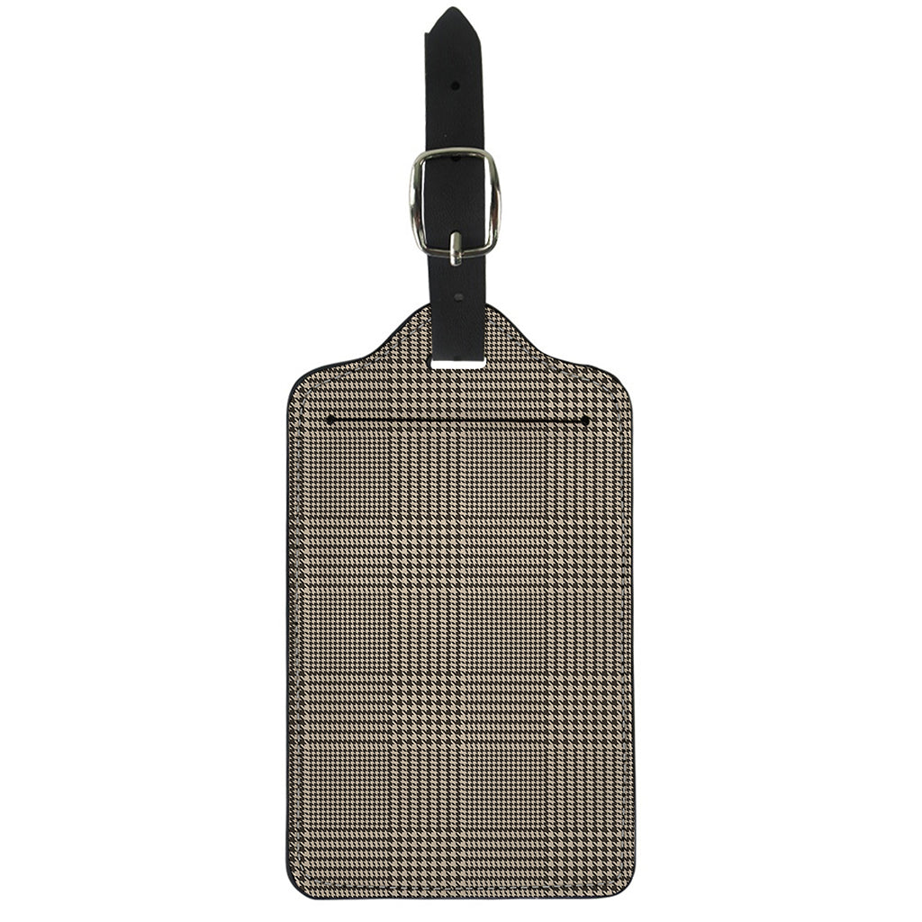 Brown And Beige Glen Plaid Print Luggage Tag