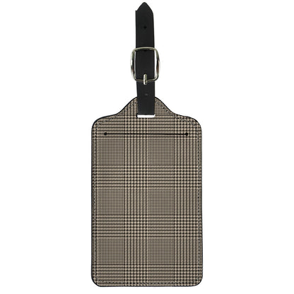 Brown And Beige Glen Plaid Print Luggage Tag