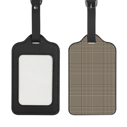 Brown And Beige Glen Plaid Print Luggage Tag