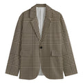 Brown And Beige Glen Plaid Print Men's Blazer