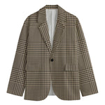 Brown And Beige Glen Plaid Print Men's Blazer