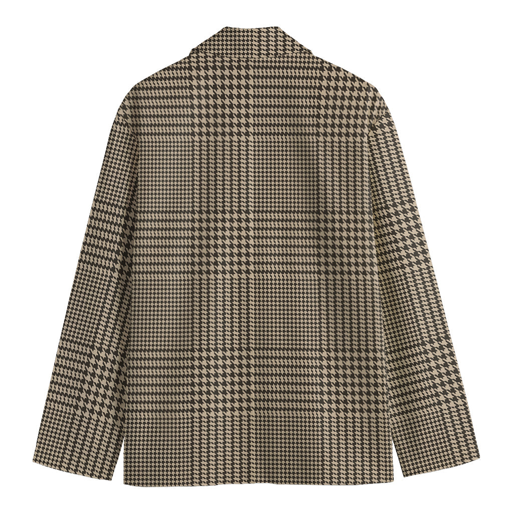 Brown And Beige Glen Plaid Print Men's Blazer