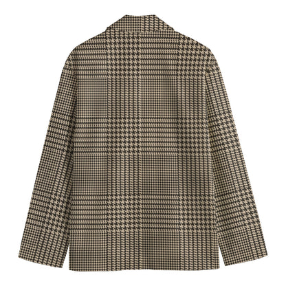 Brown And Beige Glen Plaid Print Men's Blazer