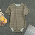 Brown And Beige Glen Plaid Print Men's Bodysuit