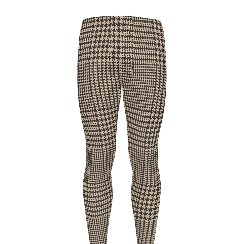 Brown And Beige Glen Plaid Print Men's leggings