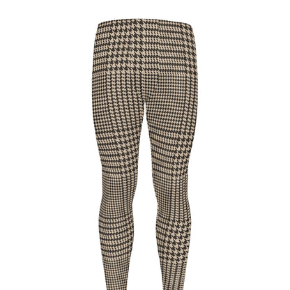 Brown And Beige Glen Plaid Print Men's leggings