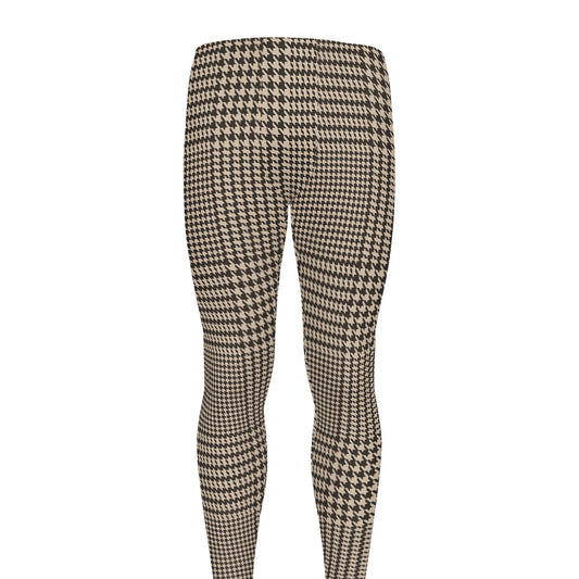 Brown And Beige Glen Plaid Print Men's leggings