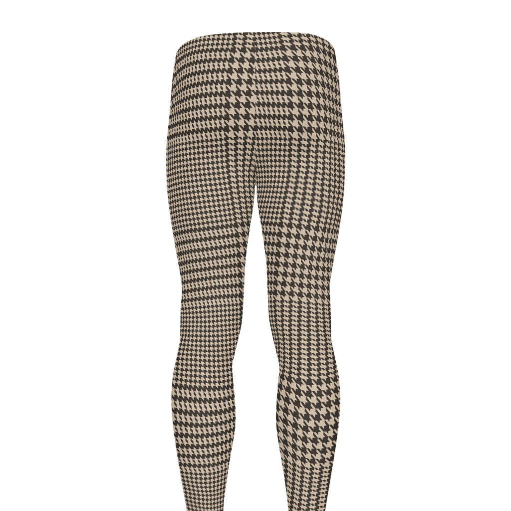 Brown And Beige Glen Plaid Print Men's leggings