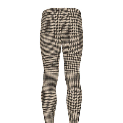 Brown And Beige Glen Plaid Print Men's leggings