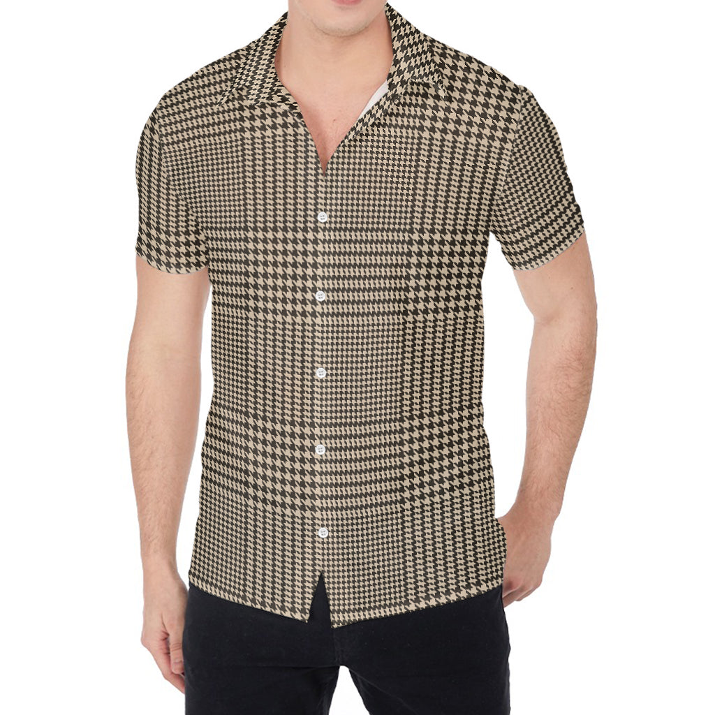 Brown And Beige Glen Plaid Print Men's Shirt