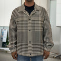 Brown And Beige Glen Plaid Print Men's Shirt Jacket