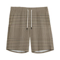 Brown And Beige Glen Plaid Print Men's Athletic Shorts