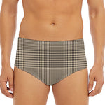 Brown And Beige Glen Plaid Print Men's Triangle Swim Briefs