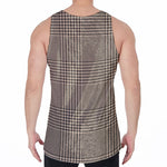 Brown And Beige Glen Plaid Print Men's Velvet Tank Top