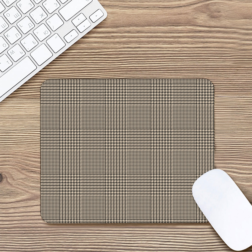 Brown And Beige Glen Plaid Print Mouse Pad