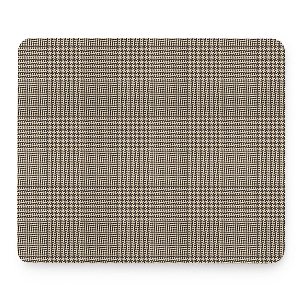 Brown And Beige Glen Plaid Print Mouse Pad