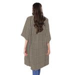 Brown And Beige Glen Plaid Print Open Front Beach Cover Up