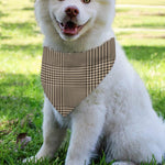 Brown And Beige Glen Plaid Print Over The Collar Dog Bandana