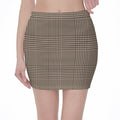 Brown And Beige Glen Plaid Print Pencil Mini Skirt