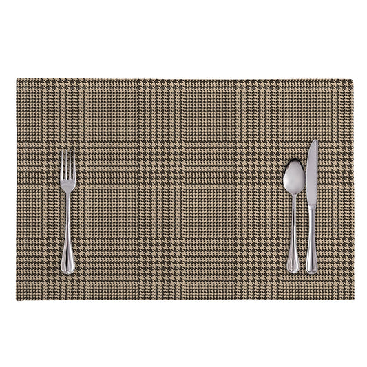 Brown And Beige Glen Plaid Print Placemat