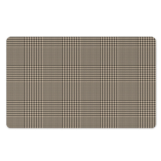 Brown And Beige Glen Plaid Print Polyester Doormat