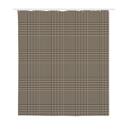 Brown And Beige Glen Plaid Print Polyester Shower Curtain
