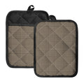 Brown And Beige Glen Plaid Print Pot Holders With Pocket