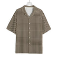 Brown And Beige Glen Plaid Print Rayon Hawaiian Shirt