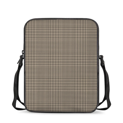 Brown And Beige Glen Plaid Print Rectangular Crossbody Bag