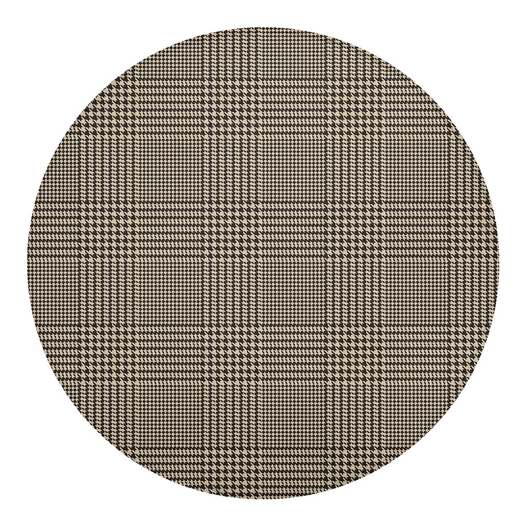Brown And Beige Glen Plaid Print Round Blanket