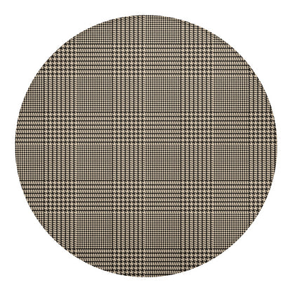 Brown And Beige Glen Plaid Print Round Blanket