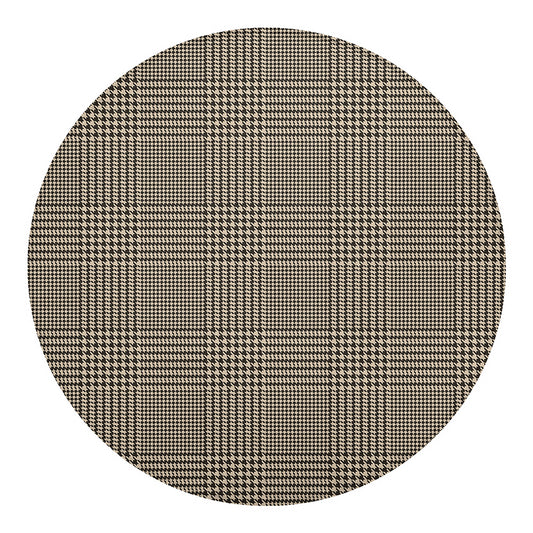Brown And Beige Glen Plaid Print Round Blanket
