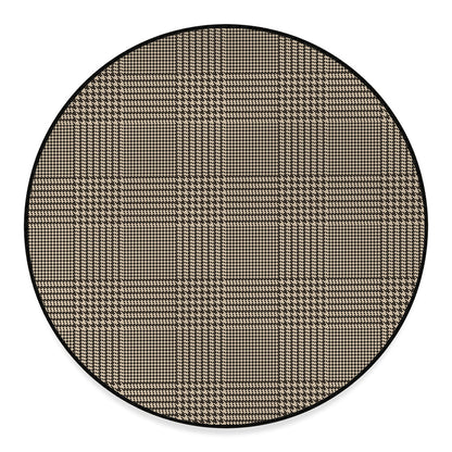 Brown And Beige Glen Plaid Print Round Floor Mat