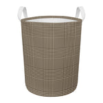 Brown And Beige Glen Plaid Print Round Laundry Basket