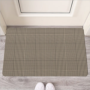 Brown And Beige Glen Plaid Print Rubber Doormat