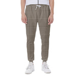 Brown And Beige Glen Plaid Print Scuba Joggers