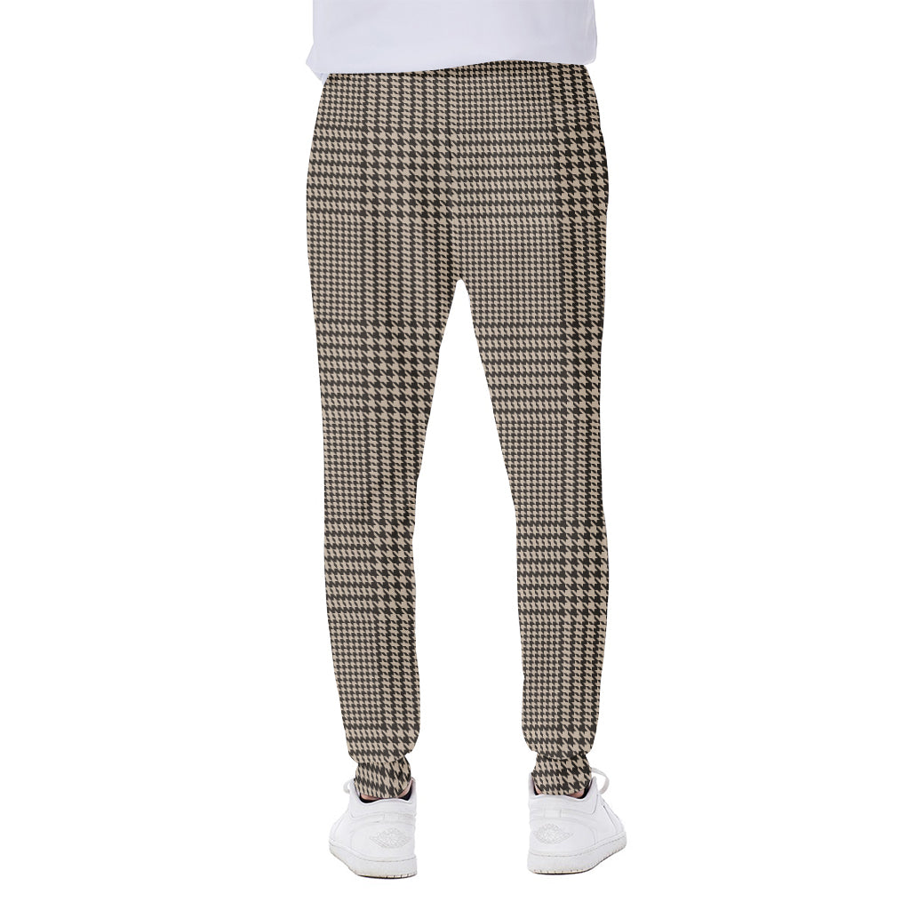 Brown And Beige Glen Plaid Print Scuba Joggers