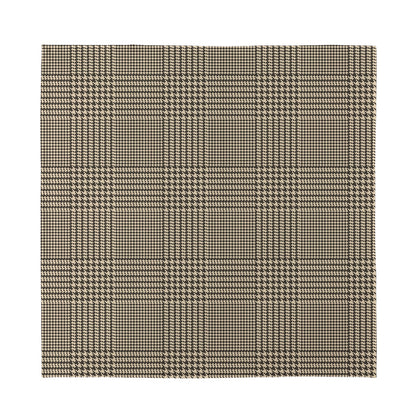 Brown And Beige Glen Plaid Print Silk Bandana